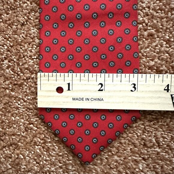 Norton Ditto Men's Neck Tie Red Abstract Spotted 100% Silk Hand Sewn - Picture 2 of 4